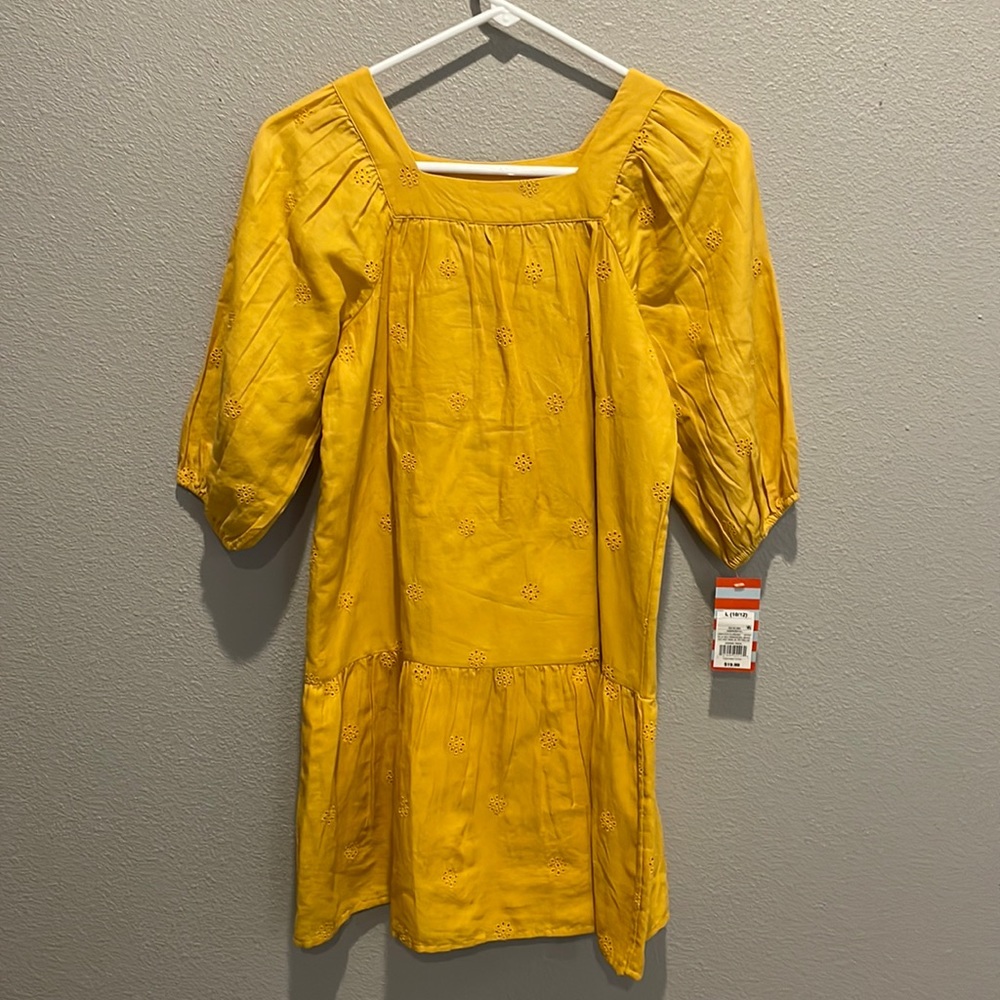 NWT girls golden yellow swing dress w. balloon sleeves